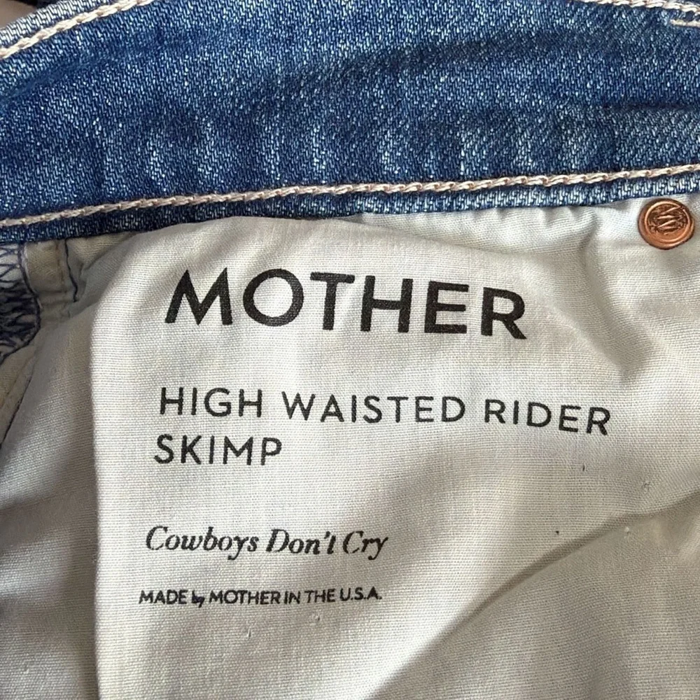 MOTHER High-Rise Straight Blue Jeans